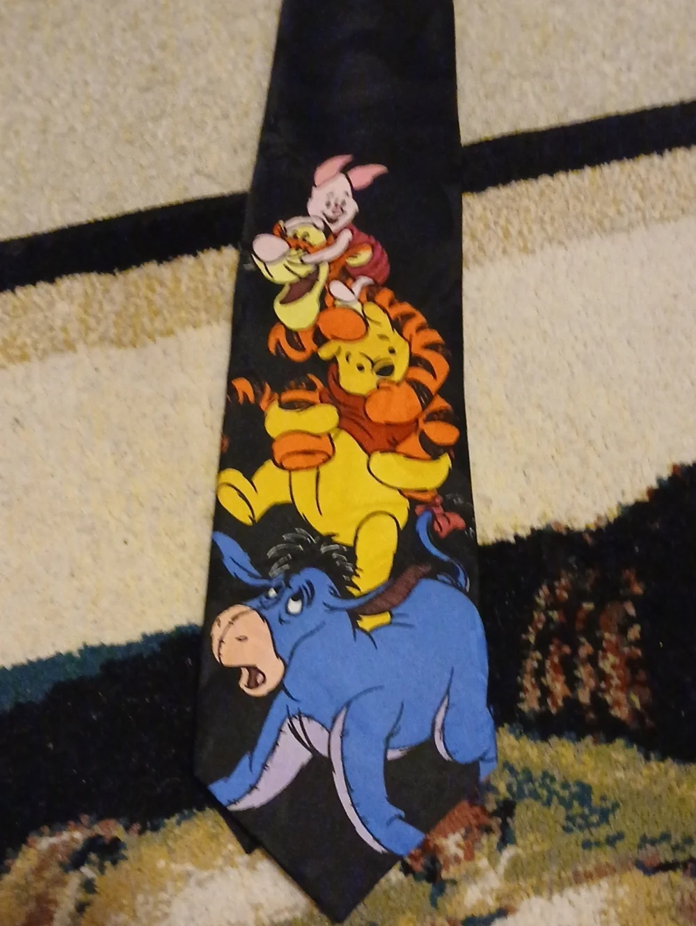 Disney Winnie the Pooh Stack Tie with Blue, Yellow, Orange, Pink, Black